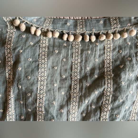 Zara Boho Blouse, Soft Green with Eyelets - Picture 6 of 8